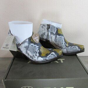Ariat Women's Jolene Western Ankle Boots Yellow Snake Print 10042428